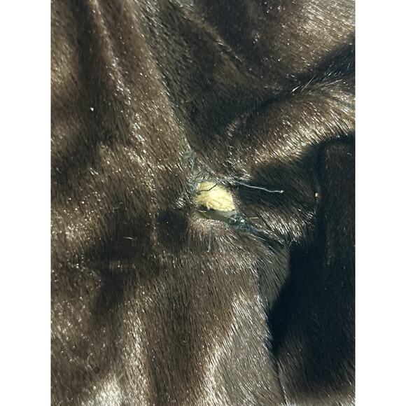 Vtg Real Fur Coat Brown Sheared Beaver (?) Belted Talon Zip 32” Medium AS-IS - Picture 12 of 12